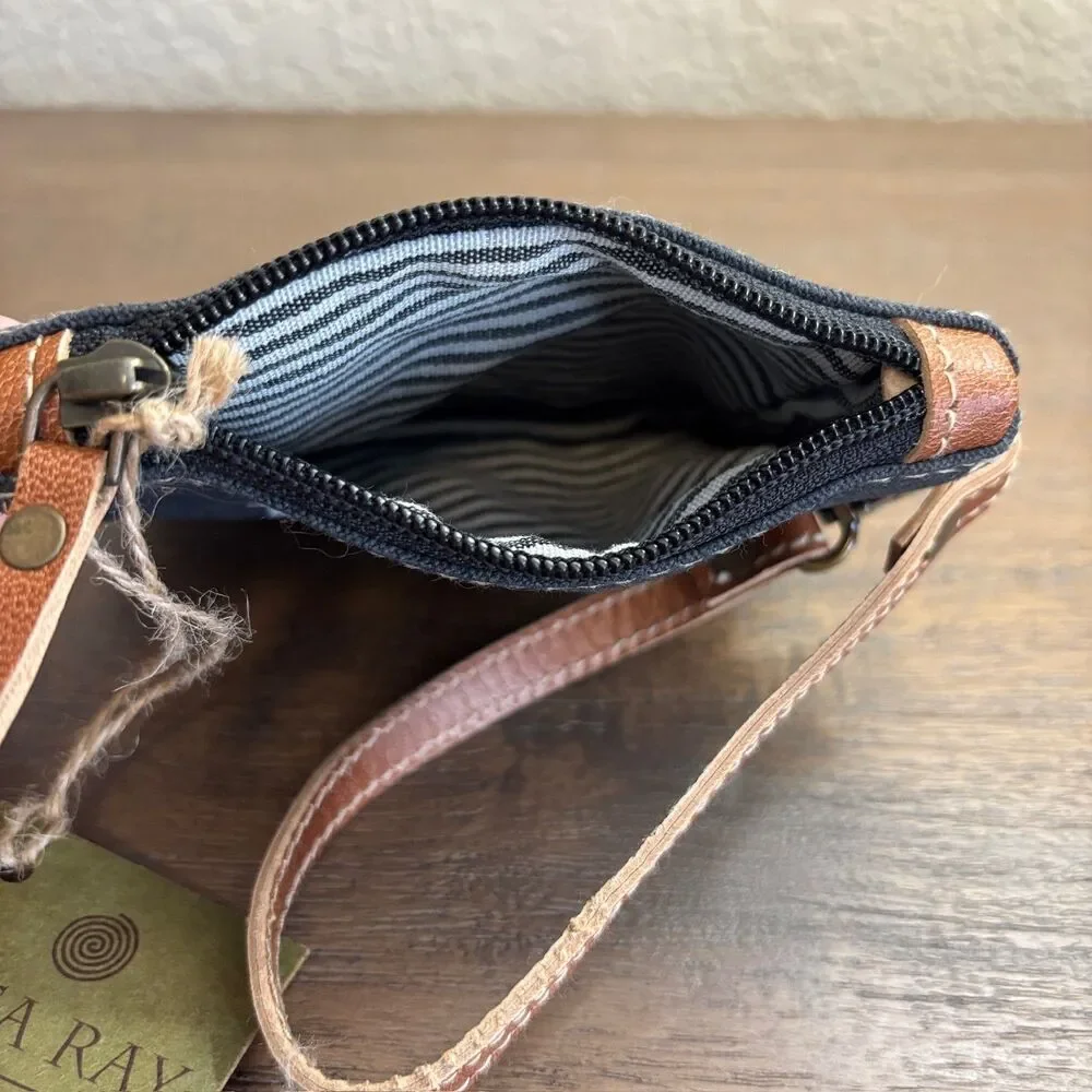 Clea Ray NWT Upcycled Military Canvas 1889 Bike Coin Purse Wristlet Sustainable